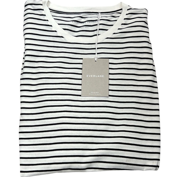 Everlane T-Shirt Essential Organic Crew Neck Pullover Stripe Black White Men XXL - Picture 1 of 11